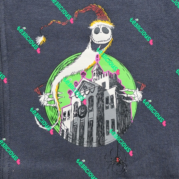 2025 DISNEYLAND NIGHTMARE BEFORE CHRISTMAS HAUNTED MANSION GRAY ZIPPED HOODIE - Picture 4 of 5